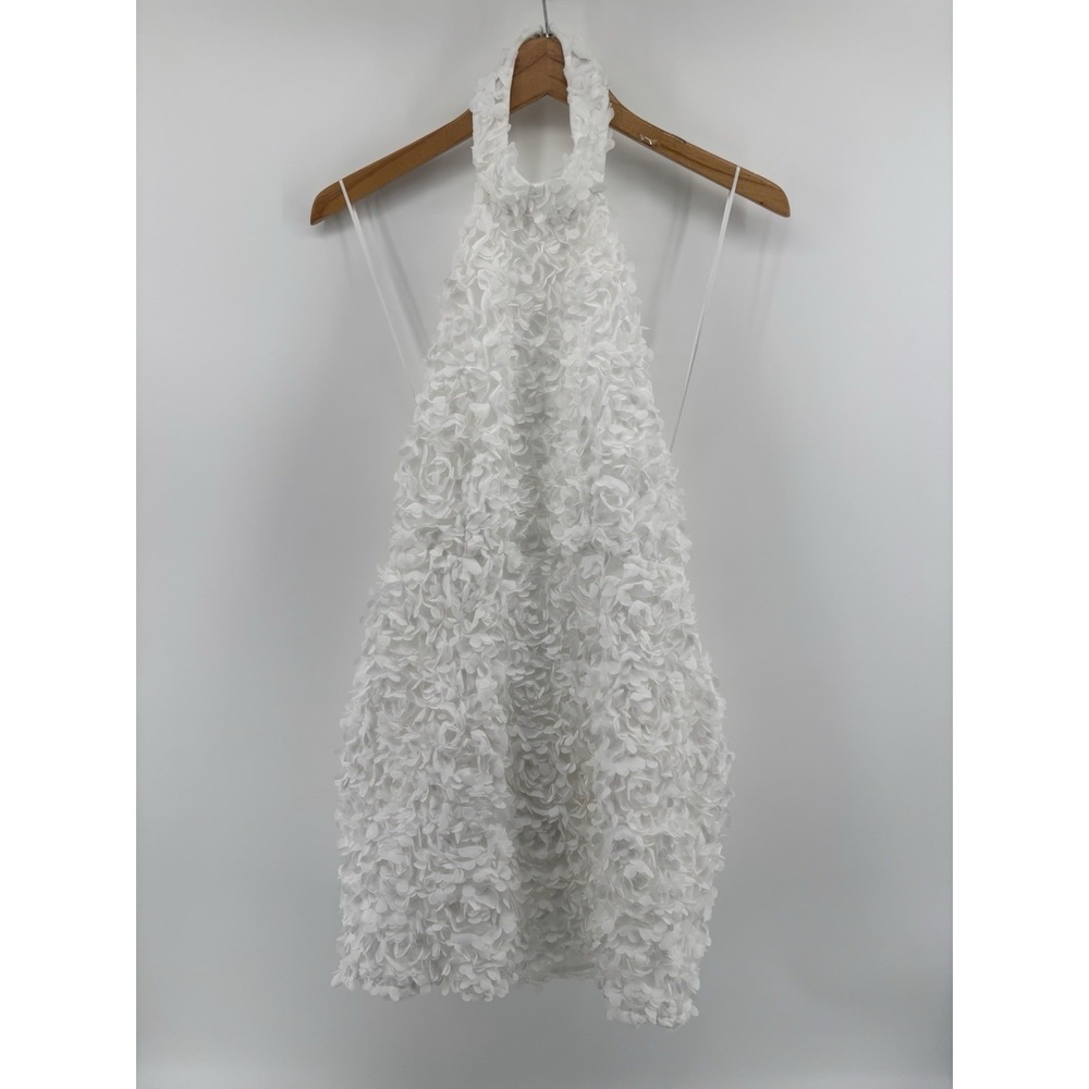 AKIRA Treat Me Well Textured Mini Dress M Backless Detachable Bow Bridal Party - Picture 10 of 16